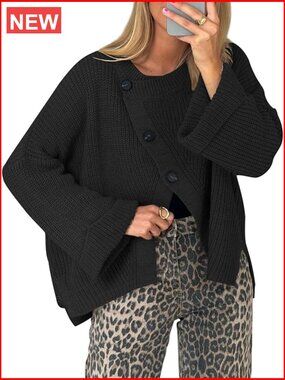 Chunky Cable Knit Button Down Cardigan Sweater for Women Fall Winter